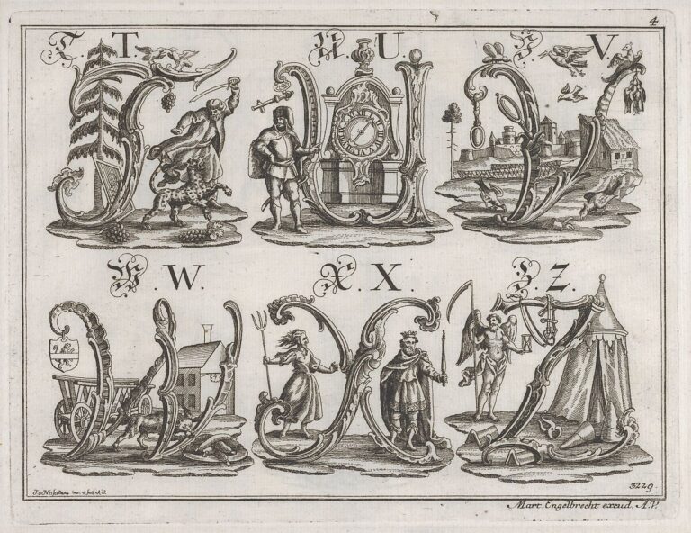 18th-century decorated Roman alphabet engraving by Johann David Nessenthaler