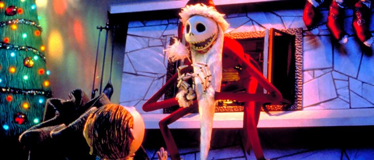 Jack Skellington dressed as Sandy Claws in Tim Burton’s The Nightmare Before Christmas.