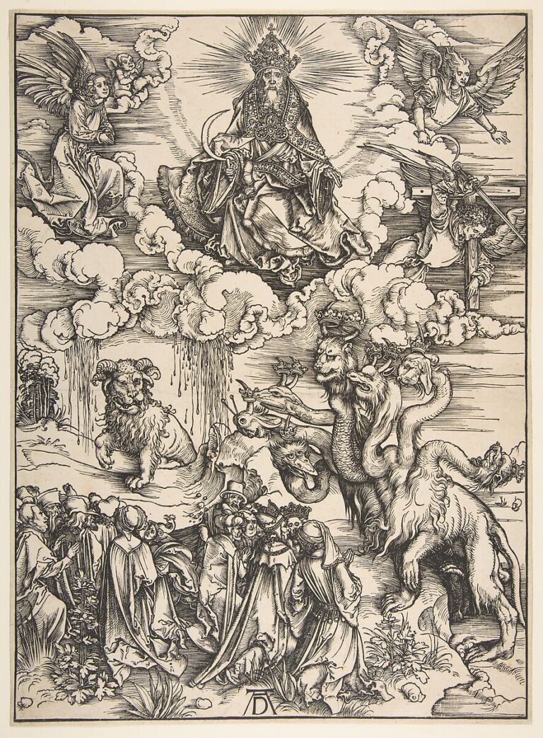 Albrecht Dürer woodcut depicting the beasts of Revelation 13