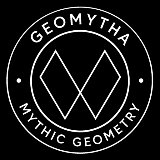 Geomytha circular logo with geometric diamond emblem