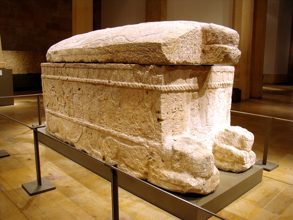 Sarcophagus of Ahiram of Byblos bearing a Phoenician inscription