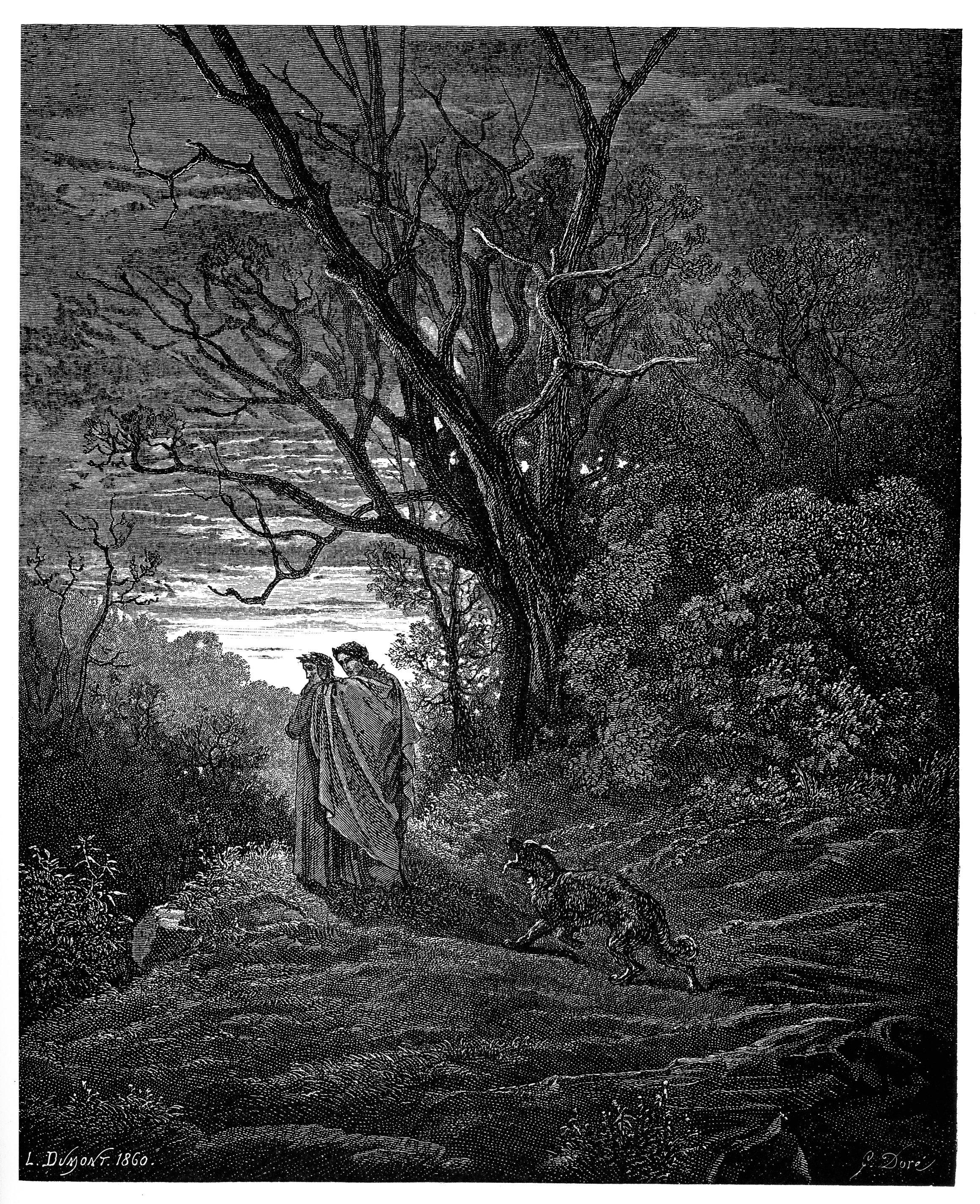 Gustave Doré illustration of Dante meeting Virgil