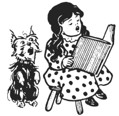 W. W. Denslow's 1900 illustration of Dorothy with Toto from The Wonderful Wizard of Oz