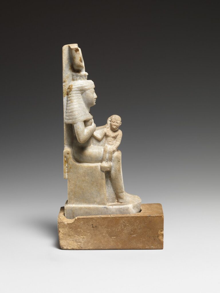 Ptolemaic marble statuette of Isis seated with Horus on her lap, from The Metropolitan Museum of Art.
