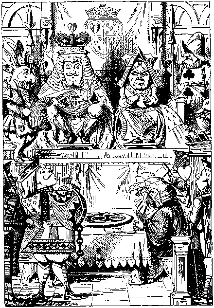 John Tenniel’s 1865 illustration of the King and Queen of Hearts from Alice’s Adventures in Wonderland.