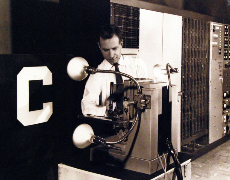 U.S. Navy photograph of the Mark I Perceptron, an early neural-network pattern-recognition machine