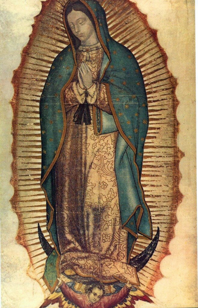 Image of Our Lady of Guadalupe on the tilma associated with Juan Diego.