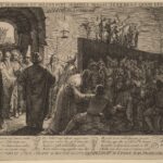 Saenredam's 1604 engraving of Plato's cave, with figures confined among shadows and an illuminated exit beyond.