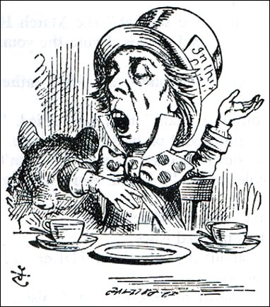 John Tenniel’s 1865 illustration of the Hatter from Alice’s Adventures in Wonderland.