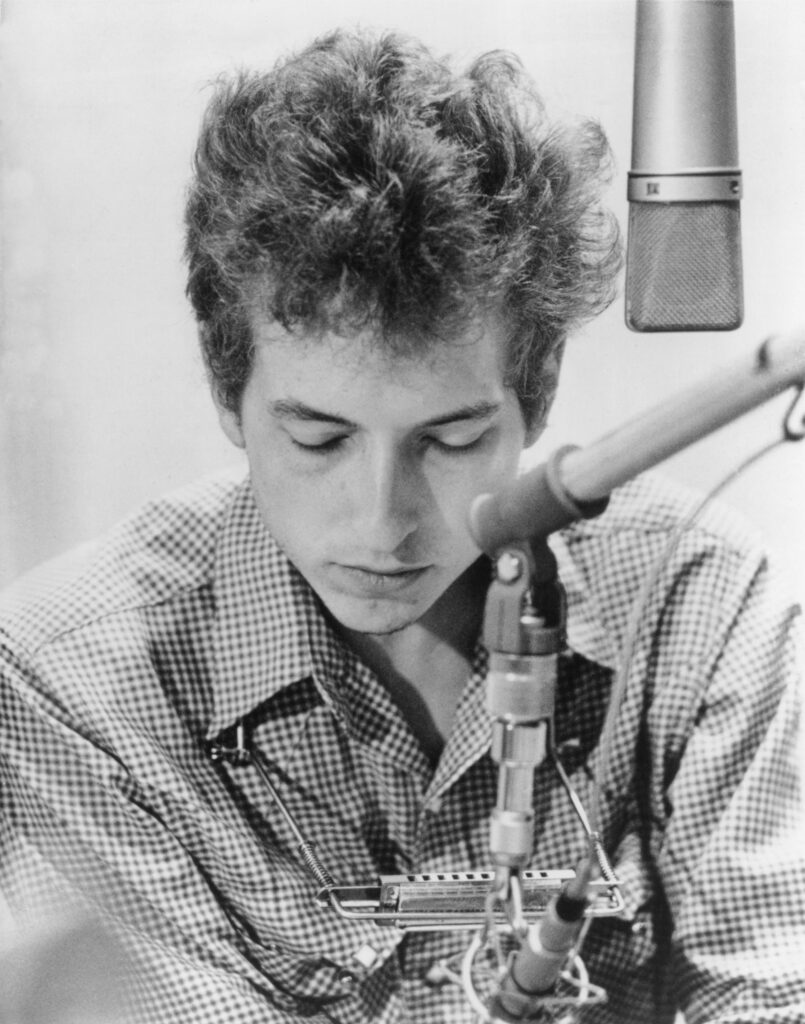 Bob Dylan in a recording studio