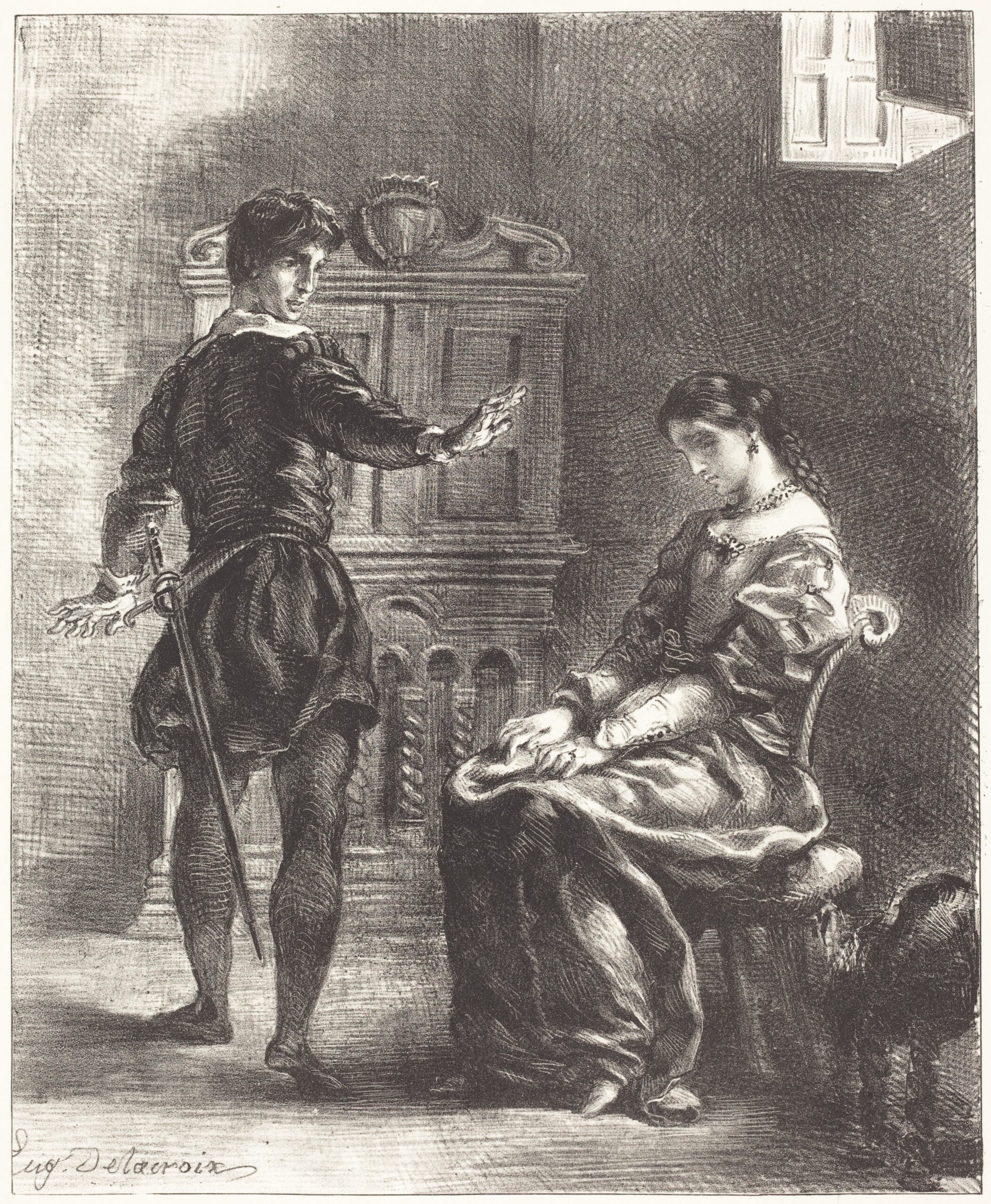 Eugène Delacroix, Hamlet and Ophelia (Act III, Scene I), National Gallery of Art.