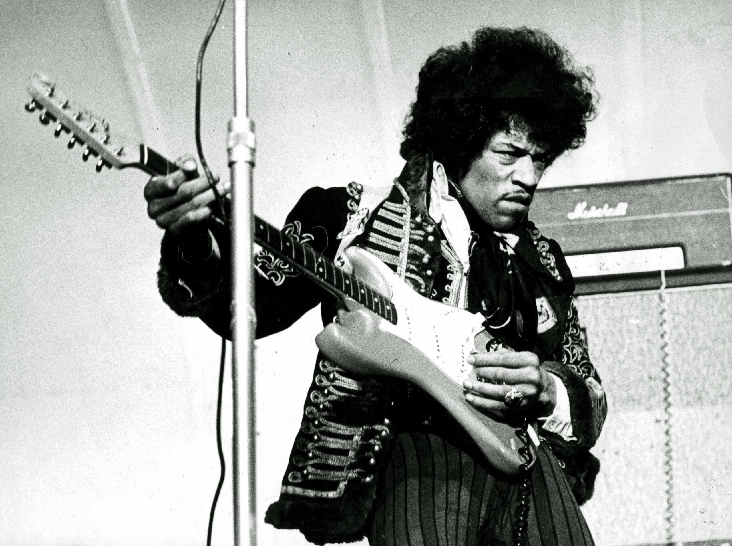 Jimi Hendrix performing at Gröna Lund in Stockholm, Sweden, May 24, 1967.