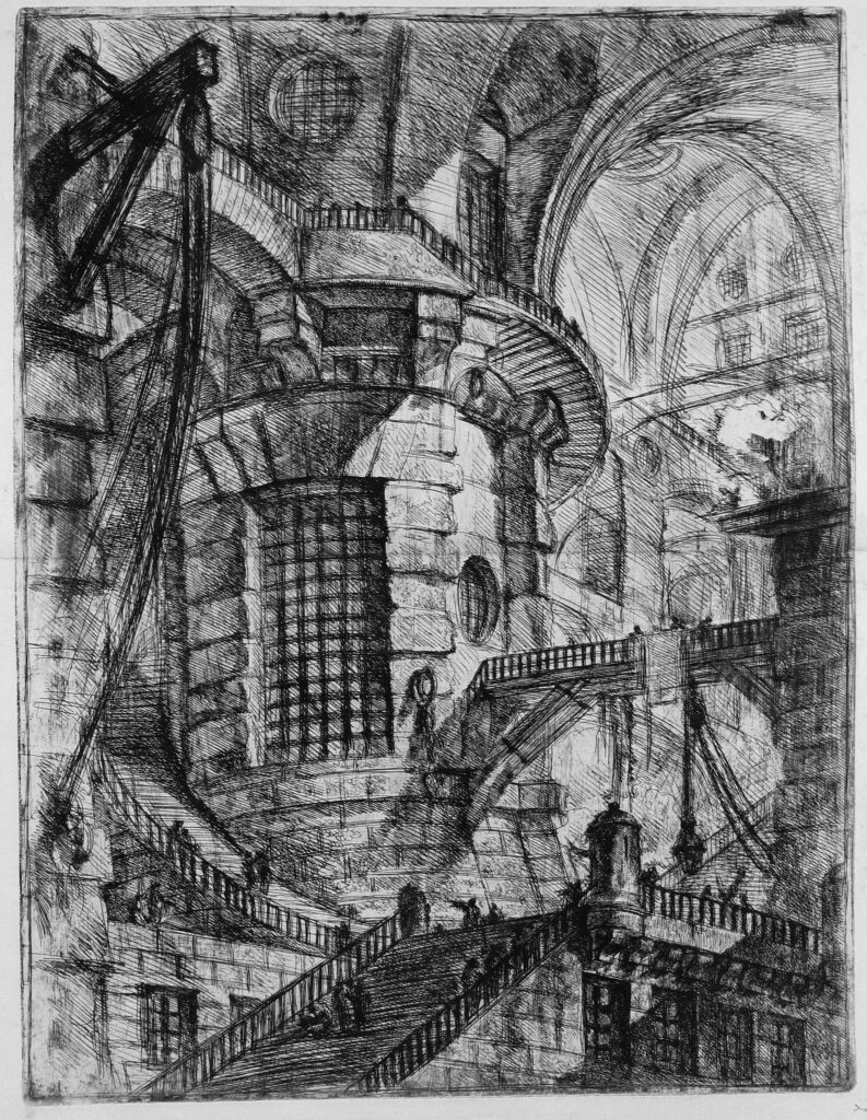 Giovanni Battista Piranesi's The Round Tower from Carceri d'Invenzione, an immense imaginary architectural interior.